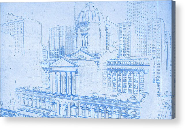 Chicago Federal Court Acrylic Print featuring the digital art Chicago Federal Court 1961 Blueprint by MotionAge Designs