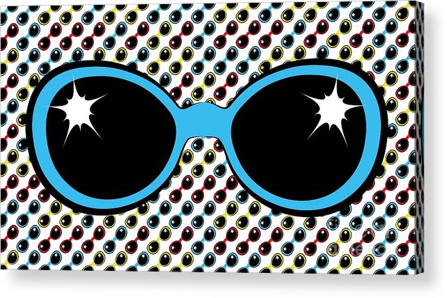 Sunglasses Acrylic Print featuring the digital art Cool retro Blue Sunglasses by MM Anderson
