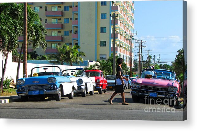 Cuba Acrylic Print featuring the photograph Cubano Taxi by Anita Braconnier
