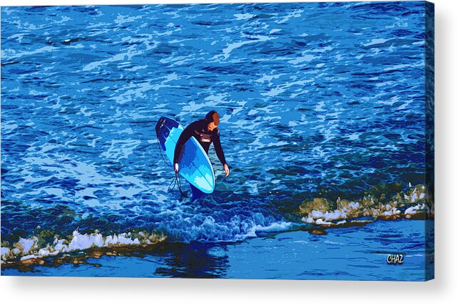 Surfing Acrylic Print featuring the painting Day's end by CHAZ Daugherty