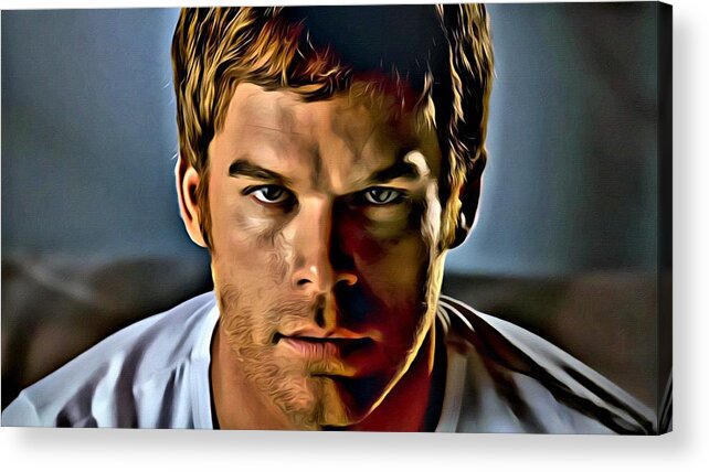 Dexter Acrylic Print featuring the painting Dexter Portrait by Florian Rodarte