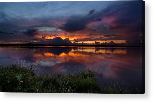 Sunset Acrylic Print featuring the photograph Dramatic Sunset At The Lake by Todd Aaron