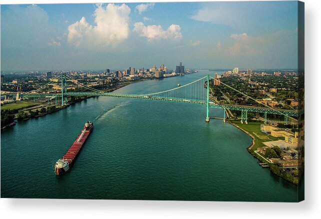 Photography Acrylic Print featuring the photograph Elevated View Of Ambassador Bridge by Panoramic Images
