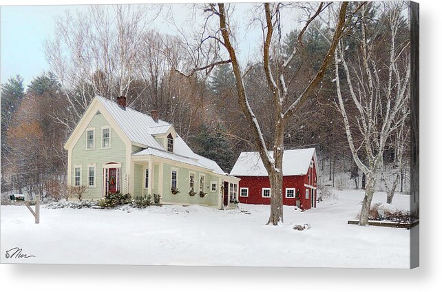 New England Photography Acrylic Print featuring the photograph Farmhouse in Winter along Connecticut River Valley by Nancy Griswold