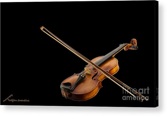 Fiddle And Bow Acrylic Print featuring the photograph Fiddle and Bow by Torbjorn Swenelius