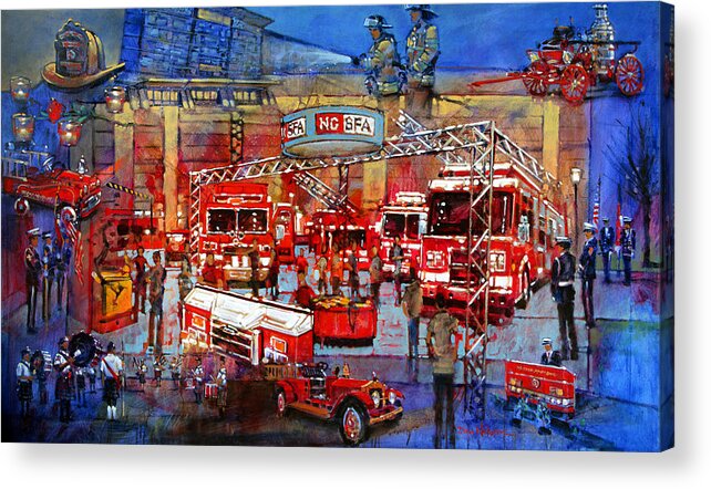 Ncsfa Acrylic Print featuring the painting Firemen's Convention by Dan Nelson