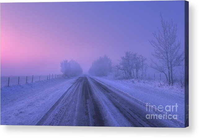 First Light Of The Day On An Early Winter Morning In Central Alberta Acrylic Print featuring the photograph First Light by Dan Jurak