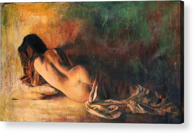 Nude Paintings Acrylic Print featuring the painting Fortezza by Escha Van den bogerd