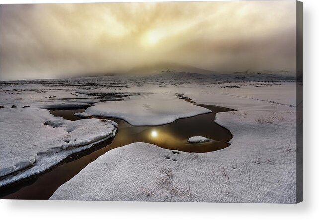 Winter Acrylic Print featuring the photograph Golden Iceland by Javier De La