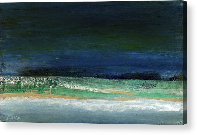 Ocean Acrylic Print featuring the painting High Tide- Abstract Beachscape Painting by Linda Woods