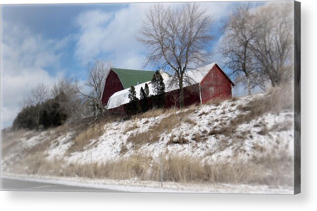 Hillside Farm Acrylic Print featuring the photograph Hillside Farm In Winter by Kay Novy