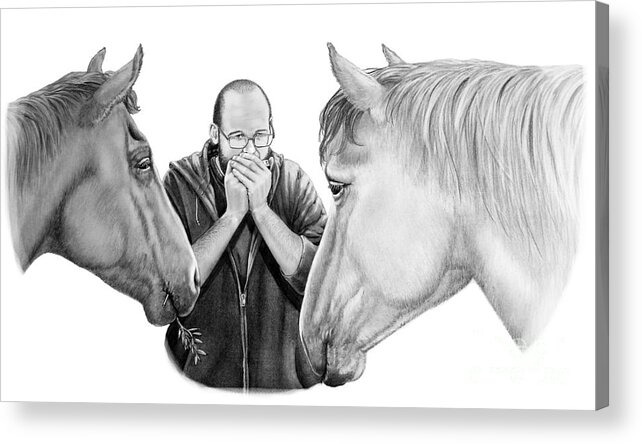 Harmonica Acrylic Print featuring the drawing Horse Music by Murphy Elliott