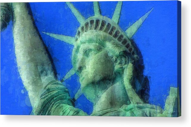 Liberty Acrylic Print featuring the painting I Lift My Lamp by Sandy MacGowan