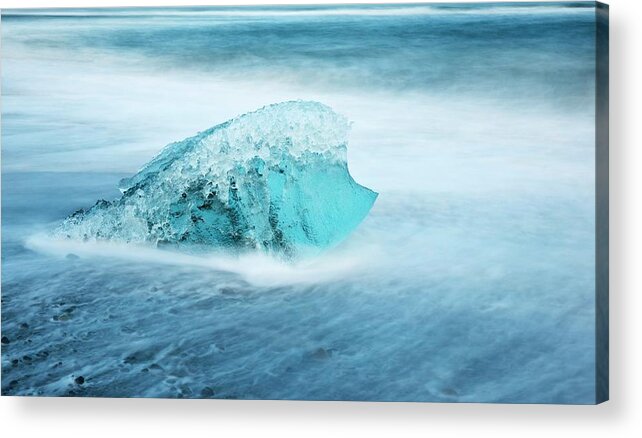 Landscape Acrylic Print featuring the photograph Iceberg Melting On A Beach by Jeremy Walker