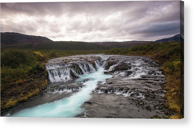 Scenics Acrylic Print featuring the photograph Iceland Bruarfoss Waterfall by Spreephoto.de