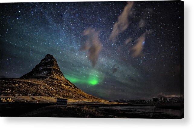 Scenics Acrylic Print featuring the photograph Iceland By Night by Günther Egger