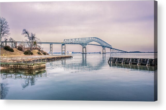 11.5 Acrylic Print featuring the photograph Key Bridge In Winter by Traveler's Pics