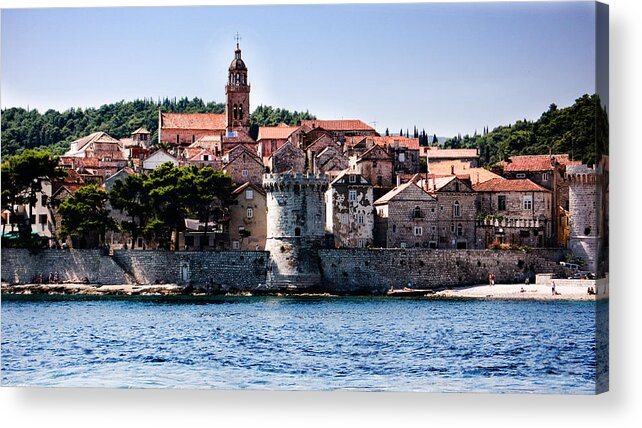 Korcula Island Acrylic Print featuring the photograph Korcula from the Sea by Weston Westmoreland