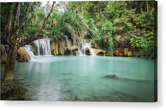Scenics Acrylic Print featuring the photograph Kouang Si Waterfalls by Www.sergiodiaz.net