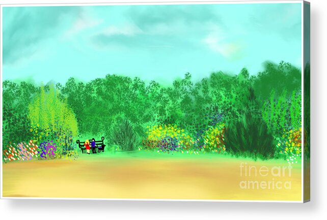  Acrylic Print featuring the painting Lazy Sunday Afternoon in the Park by Barefoot Bodeez Art