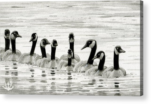 Geese Acrylic Print featuring the painting Line of Geese by Harry Moulton