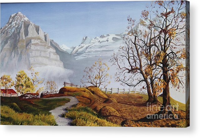 Swiss Alps Acrylic Print featuring the painting Living High by Marta Styk