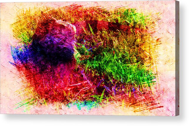 Interior Acrylic Print featuring the painting Lizard in Abstract by Xueyin Chen