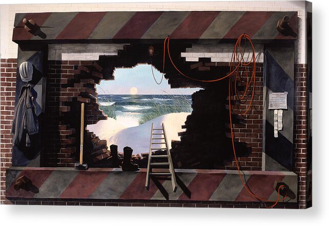 Man Escapes Acrylic Print featuring the painting Man Escapes by Blue Sky