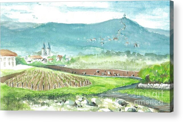 Easter Acrylic Print featuring the painting Medjugorje Fields by Christina Verdgeline