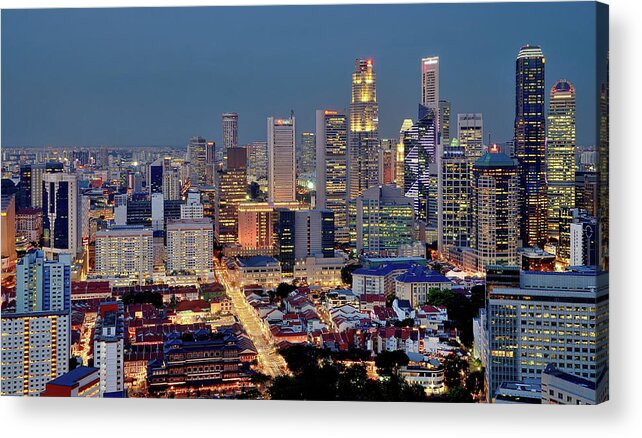Tranquility Acrylic Print featuring the photograph Mid-autumn Lightup In Chinatown by Rebecca Ang