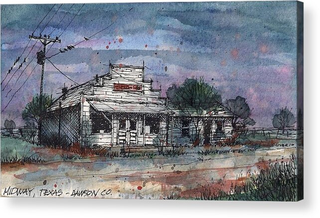 Midway Acrylic Print featuring the mixed media Midway Texas Grocery by Tim Oliver