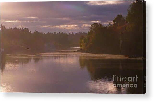 Misty River Reflection Acrylic Print featuring the photograph Misty River Reflection by Susan Garren