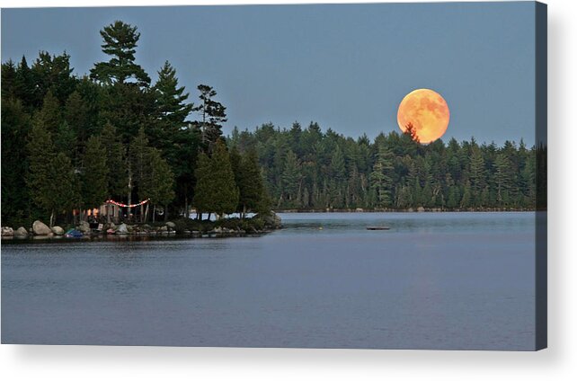 Moon Acrylic Print featuring the photograph Moon rise at the Lake by Barbara West