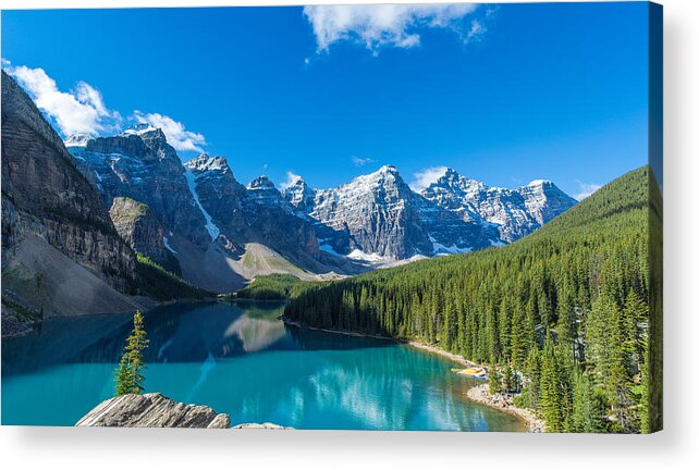 Photography Acrylic Print featuring the photograph Moraine Lake At Banff National Park by Panoramic Images