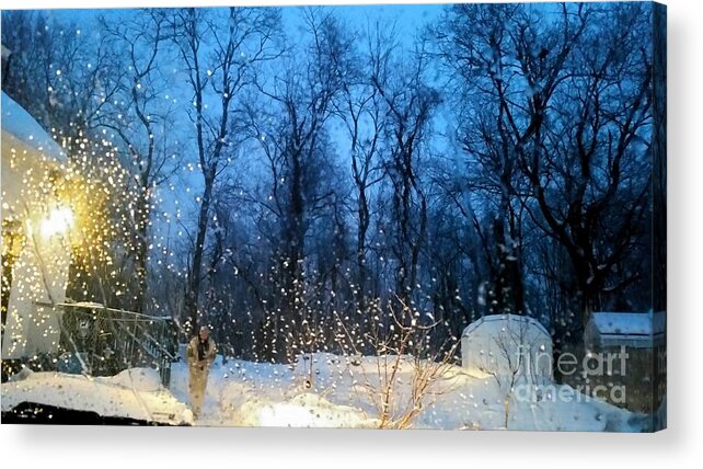 Morning Snow In Ma Acrylic Print featuring the photograph Snowy Morning #1 by Rose Wang