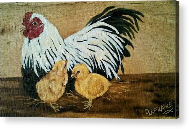 Chicken Acrylic Print featuring the painting Mother Hen by Debbie LaFrance