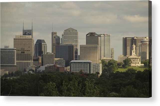Music City Acrylic Print featuring the photograph Music City Skyline Nashville Tennessee by Valerie Collins