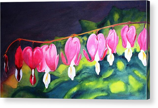 Bleeding Hearts Acrylic Print featuring the painting My Bleeding Hearts by Brenda Beck Fisher