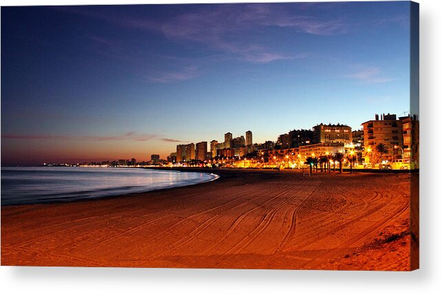 Sea Acrylic Print featuring the photograph New home at night by Pedro Fernandez