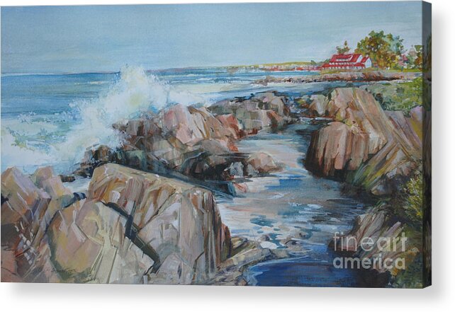 Rocky Coast Acrylic Print featuring the painting North Shore Surf by P Anthony Visco