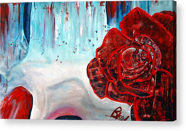 Landscape Acrylic Print featuring the painting OP and rose by Peggy Blood