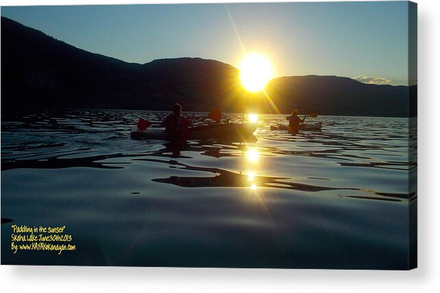 Skaha Lake Acrylic Print featuring the photograph Paddling In The Sunset by Guy Hoffman