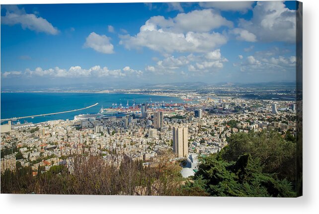 Israel Acrylic Print featuring the photograph Port of Haifa by David Morefield