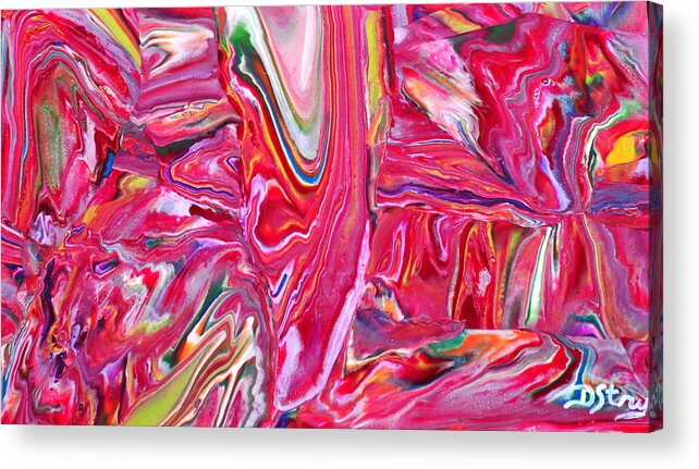 Abstract Acrylic Print featuring the mixed media Pretty in Pink by Deborah Stanley