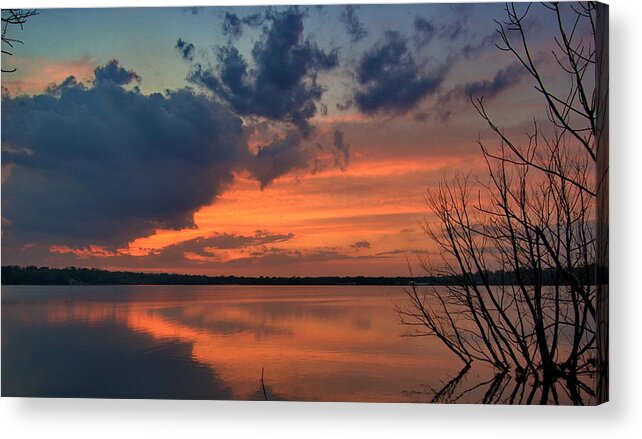 Sunset Acrylic Print featuring the photograph Red Lake Sky by Tony Ambrosio