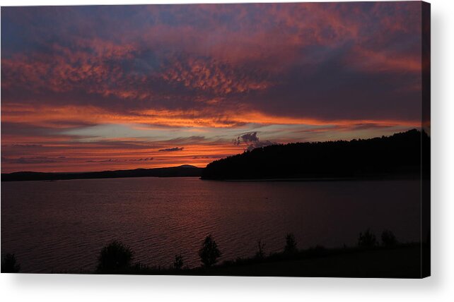 Landscape Acrylic Print featuring the photograph Red Sky Over Wachusett 1 by Ronald Raymond