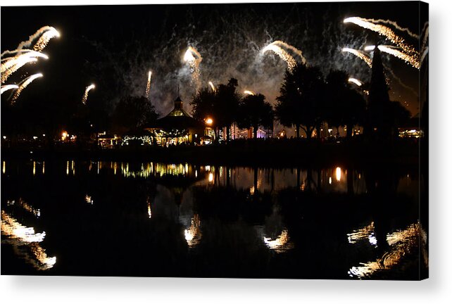 Epcot Park Florida Acrylic Print featuring the photograph Reflections of Epcot by David Lee Thompson