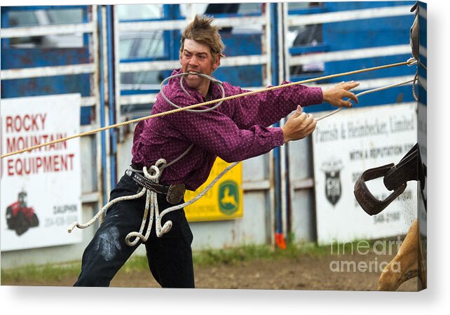 Cowboy Acrylic Print featuring the photograph Rodeo All Strung Out by Bob Christopher