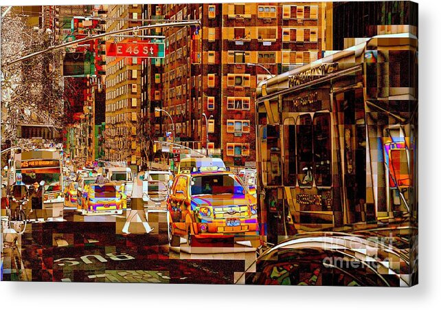 Traffic Acrylic Print featuring the photograph Rush Hour - Traffic in New York by Miriam Danar