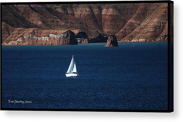 Sailing Acrylic Print featuring the photograph Sailing At Roosevelt Lake On the Blue Water by Tom Janca